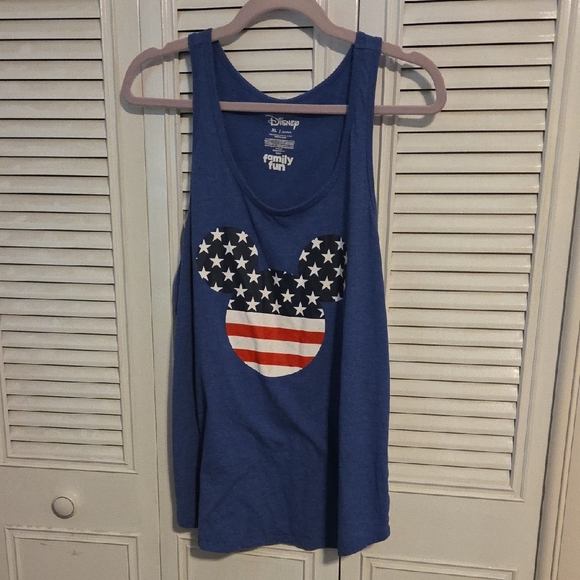 Disney Blue Tank Top with Patriotic Mickey Design - Picture 1 of 3